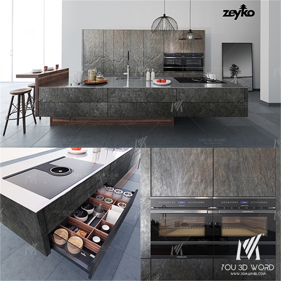 Kitchen Zeyko Forum Stone Oceangreen